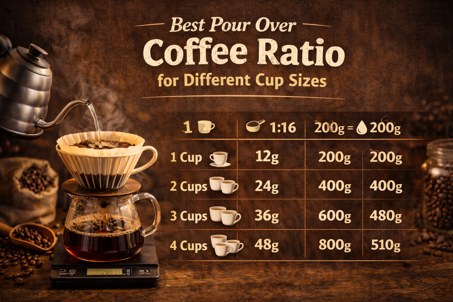 Best Pour Over Coffee Ratio for Different Cup Sizes