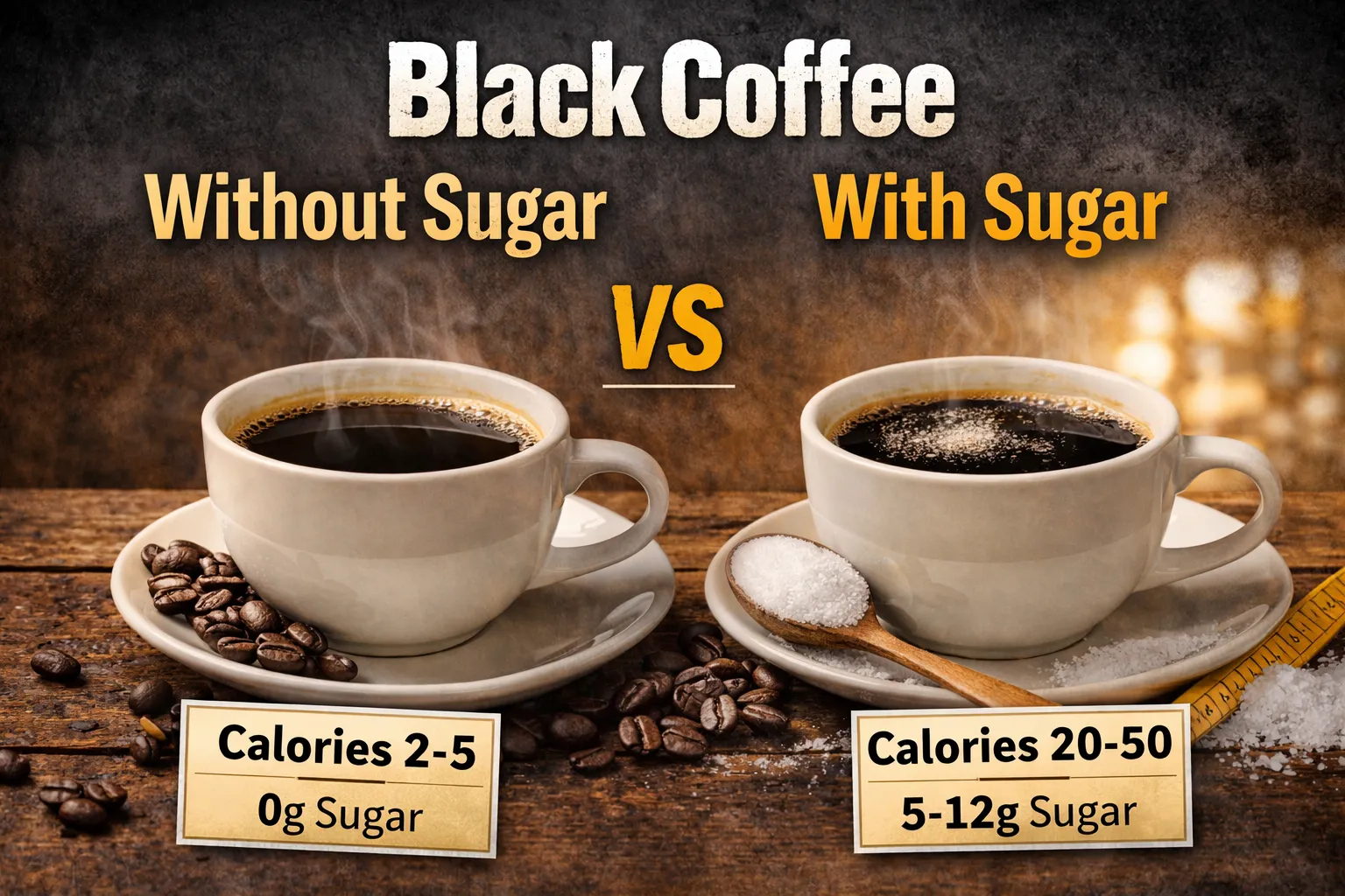 Black Coffee Without Sugar vs With Sugar