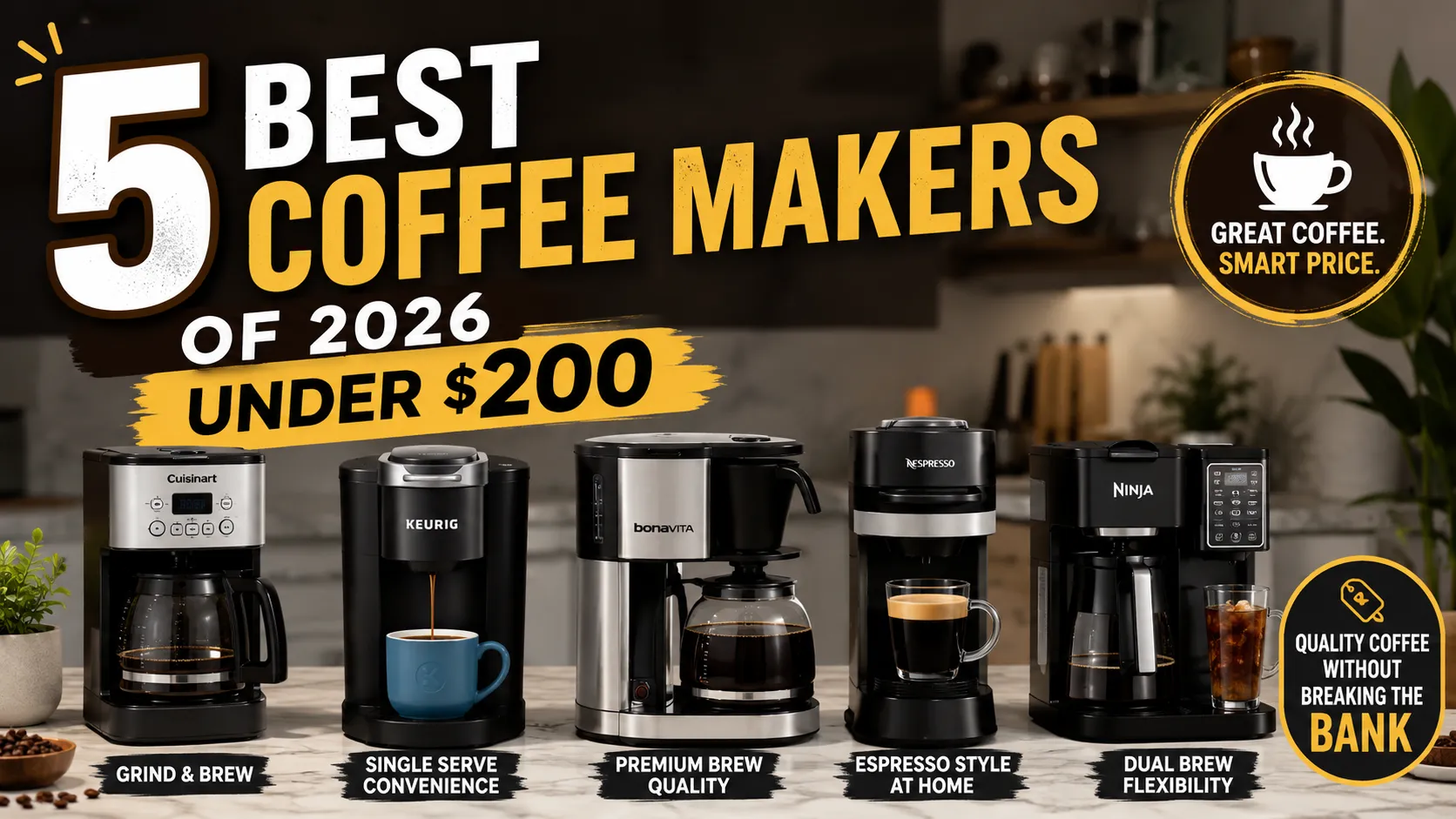 5 Best Coffee Makers of 2026 Under $200