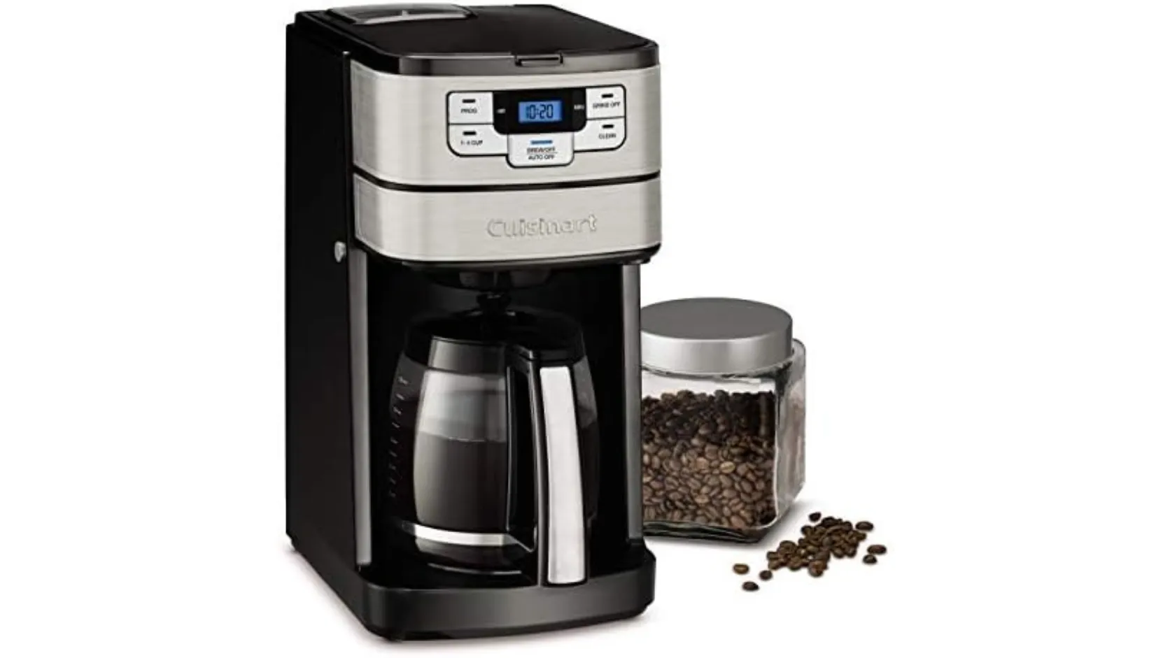 5. Cuisinart Automatic Grind & Brew 12-Cup Coffee Maker with Blade Grinder, Programmable Coffee Machine Glass Carafe with 1-4 Cup Setting, Brew Pause, Grind-Off Option, DGB-400NAS, BlackStainless