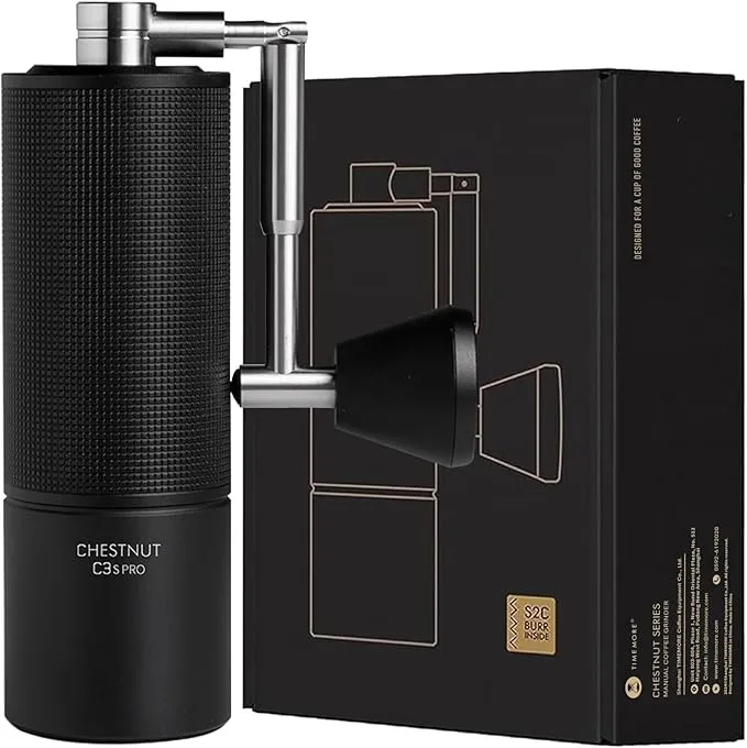 2 TIMEMORE Chestnut C3S Pro Manual Coffee Grinder, Stainless Steel S2C Conical Burr Coffee Grinder, Hand Coffee Grinder with Foldable Handle, Adjustable Grind Setting
