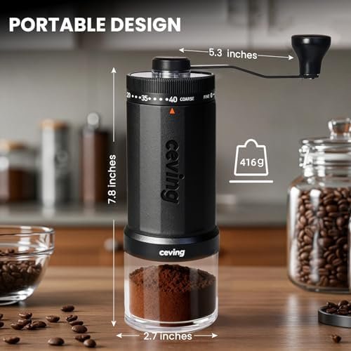 1 World's First 60g Large Capacity Manual Coffee Grinder, Portable Hand Coffee Bean Mill with 40 Adjustable Settings